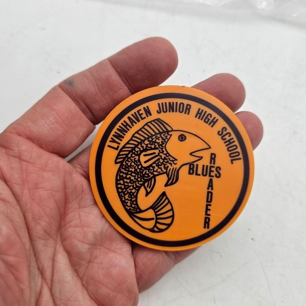 Vintage Lynn Haven Junior High School Blues Raider Pinback Button Florida Mascot